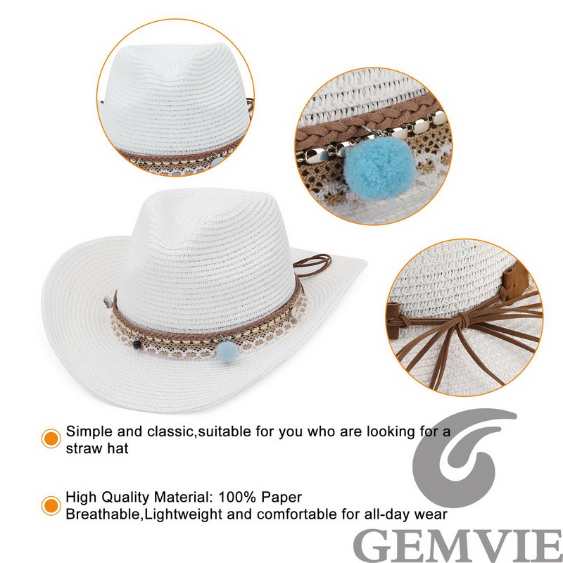 GEMVIE Cappello di Paglia da C - Cowboy Hat Straw recensione e prezzo
